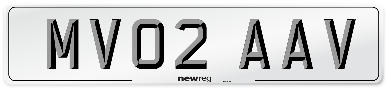 MV02 AAV Number Plate from New Reg